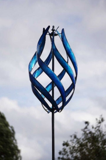 Stratus blue outdoor wind spinner Yard Garden Art Kinetic Spinner Windmill HH127