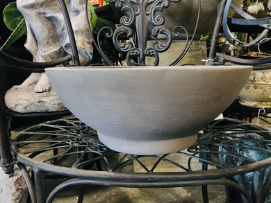 Large gray matte glazed ceramic round flower pot with drainage
