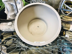 Large gray matte glazed ceramic round flower pot with drainage