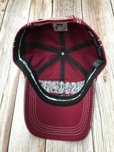 Load image into Gallery viewer, Wisconsin original two tone red and charcoal baseball hat | robin ruth design | unisex | distressed look cap wisconsin proud gift