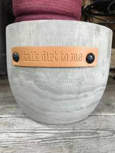 Wood indoor Planters with a Sassy Leather Tag