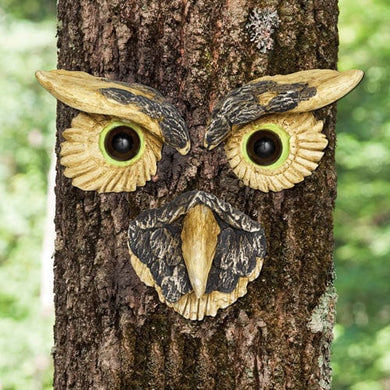 Owl Face Outdoor Tree Hugger Fence Garage Yard Decor