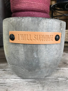 Wood indoor Planters with a Sassy Leather Tag