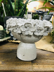 Girl with Flower Crown Head Rustic Cement Garden Planter ideal for succulents