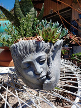 Load image into Gallery viewer, Tall wrap head face planter vase - 8 inches tall concrete