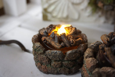 Miniature campfire with light up flame | Fairy garden accessories | mini fire pit | MG43
