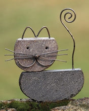 Load image into Gallery viewer, Stone and metal kitty | natural river rock | yard art