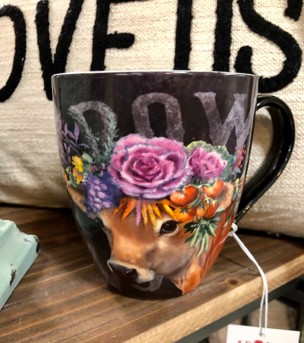 Country Farmhouse Cow Coffee Cup with floral print Tiara