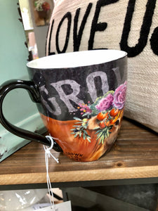 Country Farmhouse Cow Coffee Cup with floral print Tiara