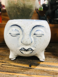 Mini Ceramic Face head footed Planter great for Succulents or Air Plants