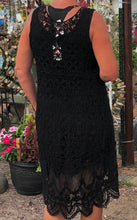 Load image into Gallery viewer, Crochet and lace sleeveless duster black origami cardigan jacket | small to 3x