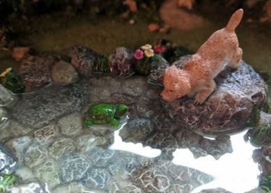 Fairy Garden Pond with Puppy and Turtle
