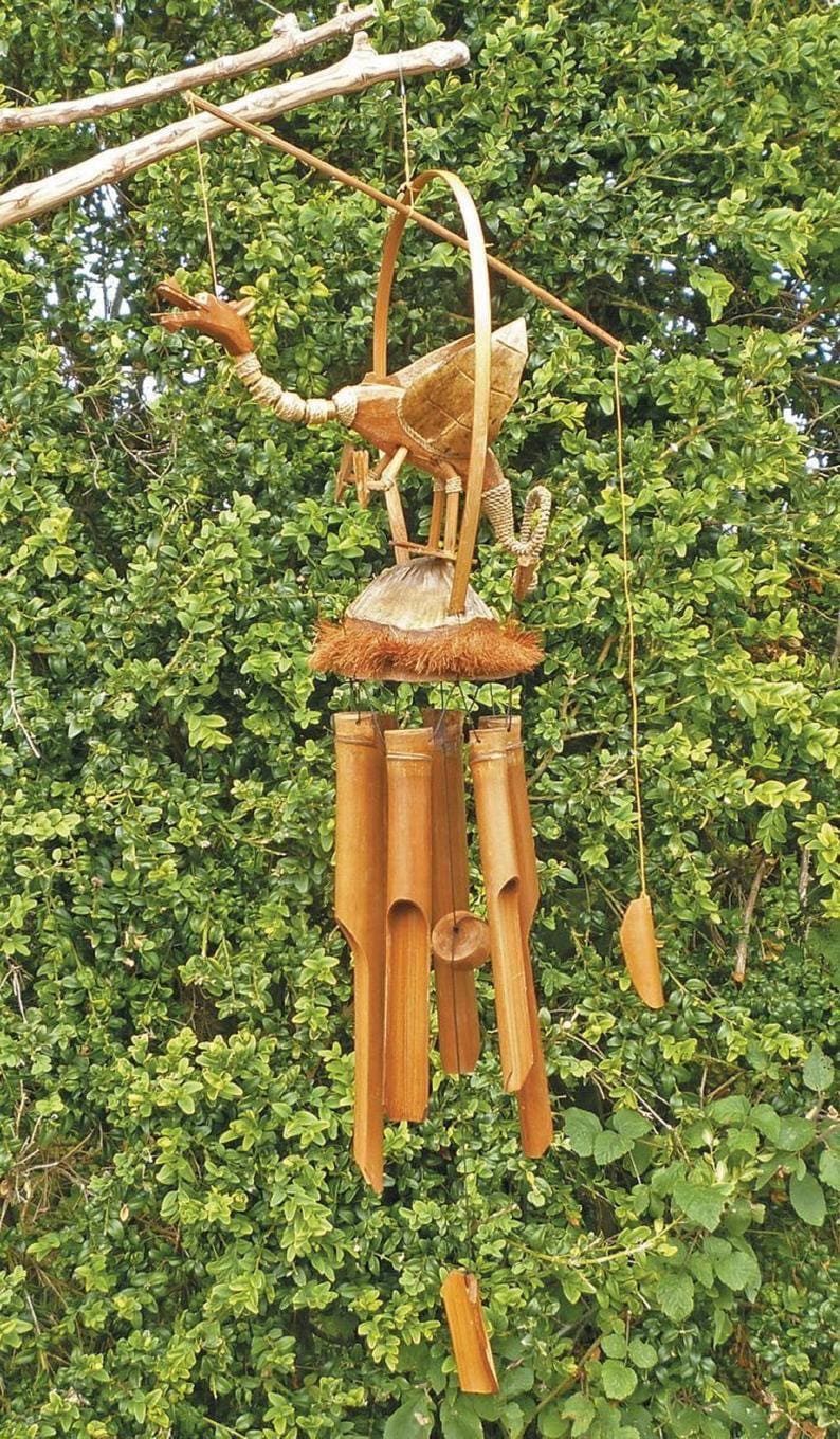 Natural Dragon Bamboo Wind chime | Coconut Bobbing Head | Mobile | Garden Decor 24