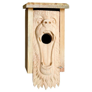 Hand carved Bear Faced cedar bluebird house made in the usa