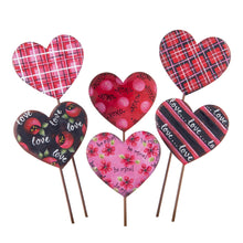 Load image into Gallery viewer, Valentine&#39;s Day Patterned Hearts Garden Stakes or Wall hanging