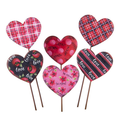 Valentine's Day Patterned Hearts Garden Stakes