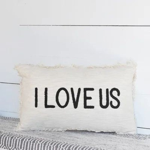Love Us White Accent Pillow 
