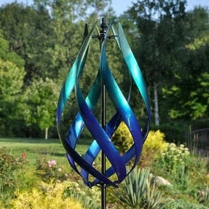 Caribbean Blue Kinetic Wind Spinner Garden Art Sculpture