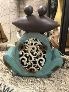 Metal frog figurine Rustic finish outdoor tea light candle holder gift for her in the garden