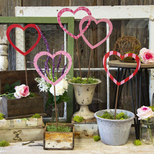 Load image into Gallery viewer, Heart Stake for Valentines Day Cut out Heart flower stakes