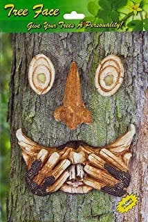 Backyard Tree Face Decor Fun Whimsical Mustached Face