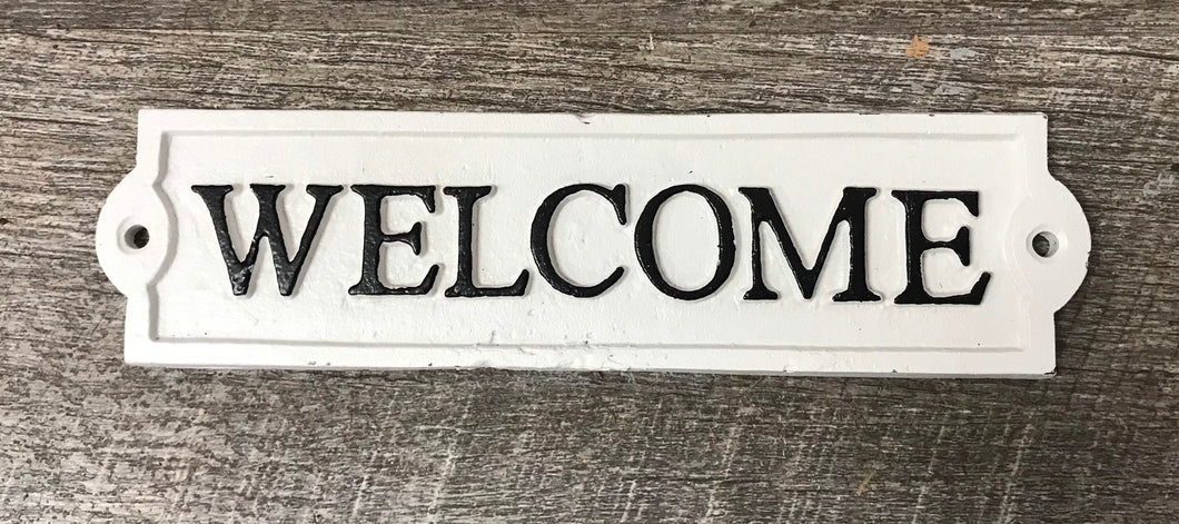 Cast iron welcome sign | vintage style | raised lettering
