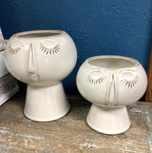 Load image into Gallery viewer, 6&quot; tall modern ceramic face planter pot succulents vase