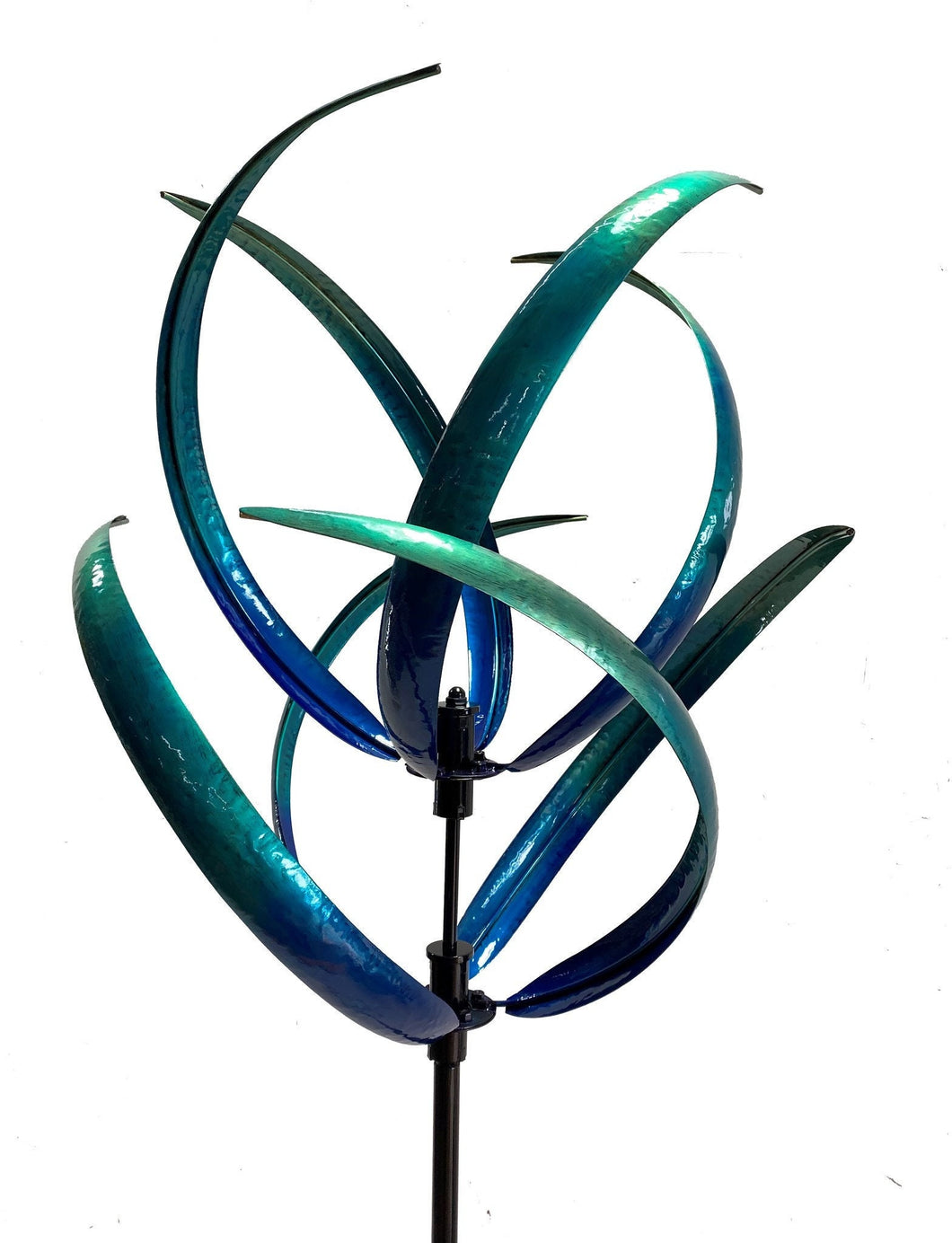 Cheyenne Blue Green Kinetic Garden Wind Spinner Garden Art Sculpture