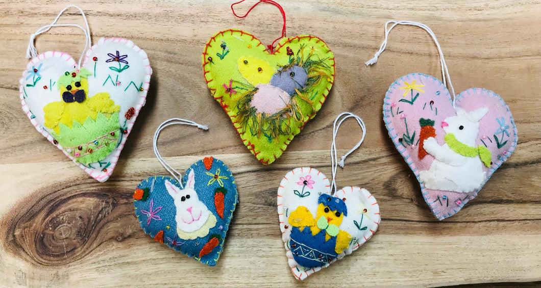 Heart Shaped Easter Ornaments | Felt Ornament