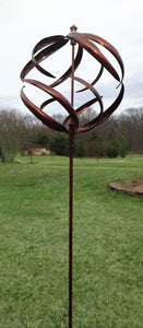Copper Sphere Kinetic Garden Wind Spinner Garden Art Sculpture HH94