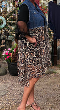 Load image into Gallery viewer, Sleeveless denim and leopard print lace jean vest | long &amp; flowing | small to 3xl