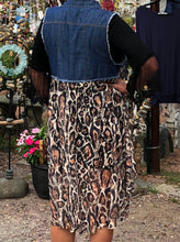 Load image into Gallery viewer, Sleeveless denim and leopard print lace jean vest | long &amp; flowing | small to 3xl