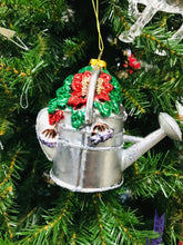 Load image into Gallery viewer, Garden watering can glass christmas ornament | glitter