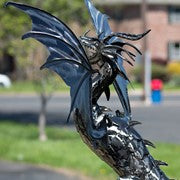 Load image into Gallery viewer, Dayfyre Metal Dragon Swing Garden Stake Tail to the Side