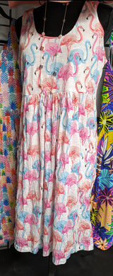 Flamingo Print Woman's Sleeveless Tank Dress