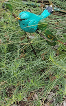 Load image into Gallery viewer, Metal Bird Garden Stake | Songbird sitting on Branch | Flower Pick