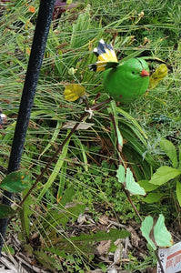 Metal Bird Garden Stake | Songbird sitting on Branch | Flower Pick