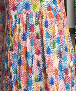 Women's Sleeveless Tank Dress with Pineapple Print