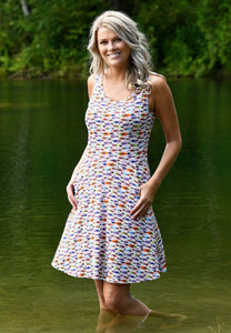 Tank Dress with Flippy Skirt and Fun Fish Design Summer Casual Wear