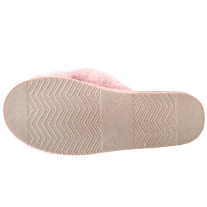 Women's Pink Faux Fur slipper | Soft and Comfy | Criss Cross | warm | Fluffy