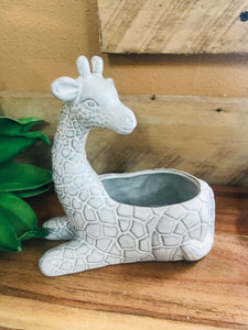 Giraffe mini ceramic planter with no drainage | succulent herb flower indoor planter pot | giraffe lover's gift