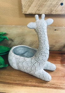 Giraffe mini ceramic planter with no drainage | succulent herb flower indoor planter pot | giraffe lover's gift