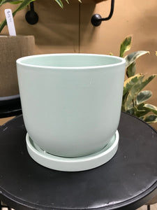 Soft colors ceramic planter with attached saucer | 5.5" tall | succulent flower houseplant planter pot