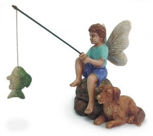 Fairy Garden Gone Fishing A boy and his dog