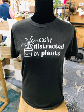 Easily distracted by plants charcoal gray t-shirt sizes sm - 3x