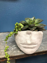 Load image into Gallery viewer, Mini face head planter pot | succulent planter | 3&quot; tall | indoor outdoor planter | face pot | head planter | unique planter