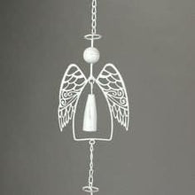 Load image into Gallery viewer, White angel and bells rain chain | 68&quot; long rainchain | gardener&#39;s gift | housewarming present | memorial serenity garden gift decor