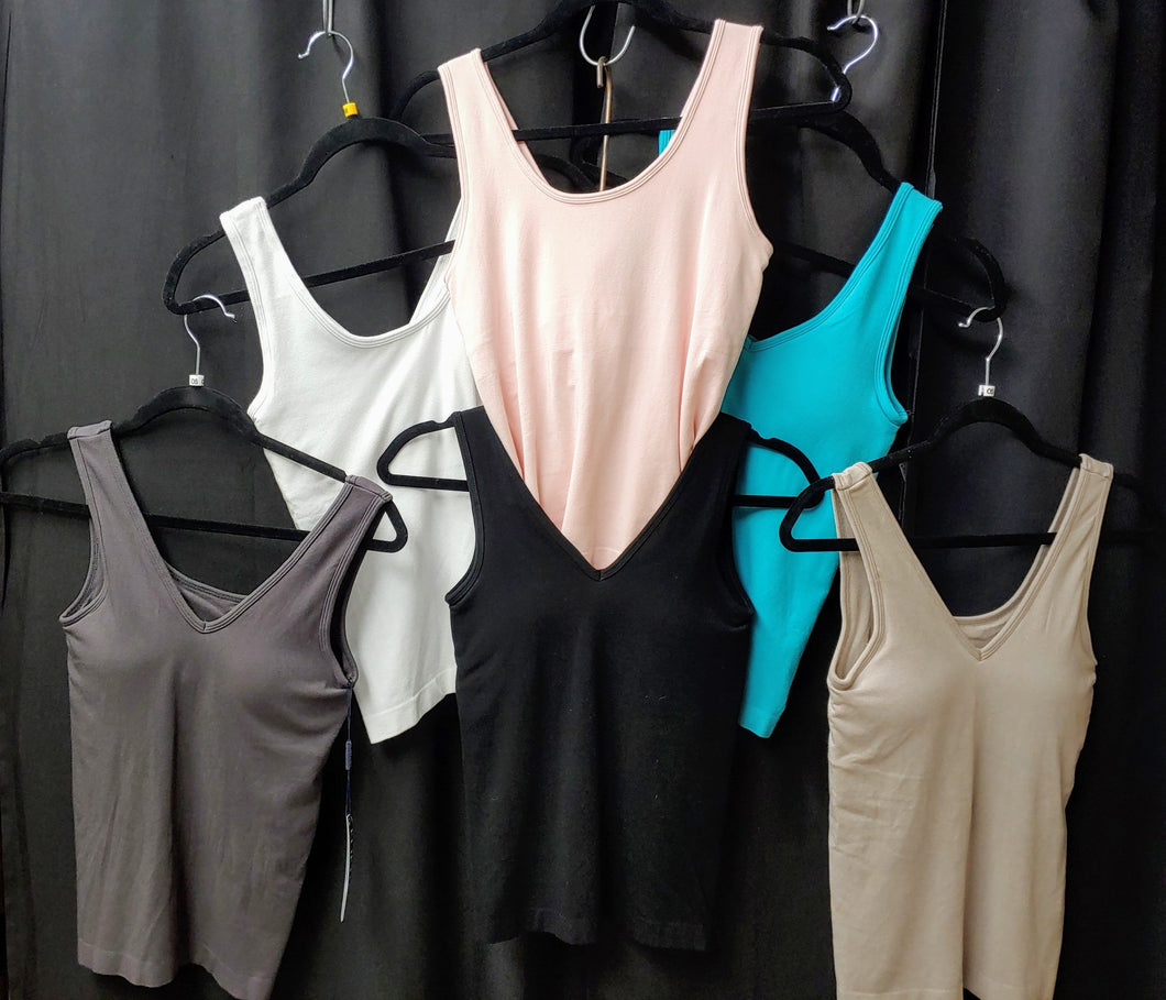Basic Tank Top Seamless Scoop V-Neck Brand Elietian