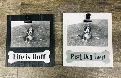 Rustic wood picture hanging holder | pet dog puppy photo display for the wall | dog's lover's gift