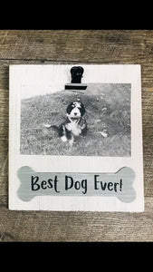 Rustic wood photo wall hanging holder  Dog lover's gift